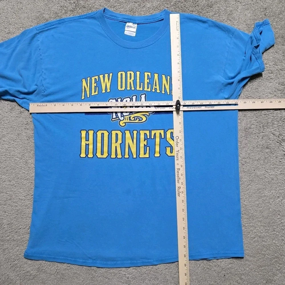 Vintage New Orleans Hornets T-Shirt Mens XL Double Sided NOLA Blue NBA